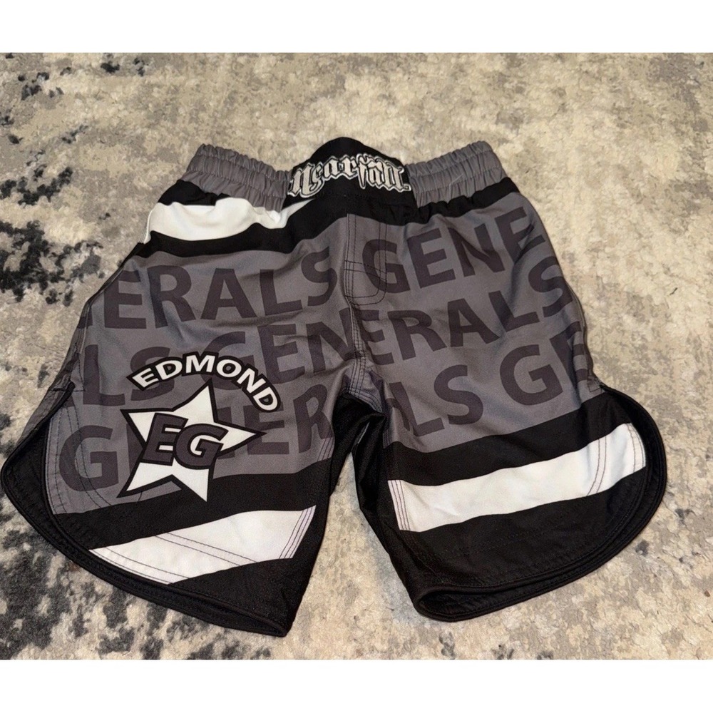 Nearfall Youth Boys Sz Medium MMA Fight Wrestling Edmond Grey Black Shorts